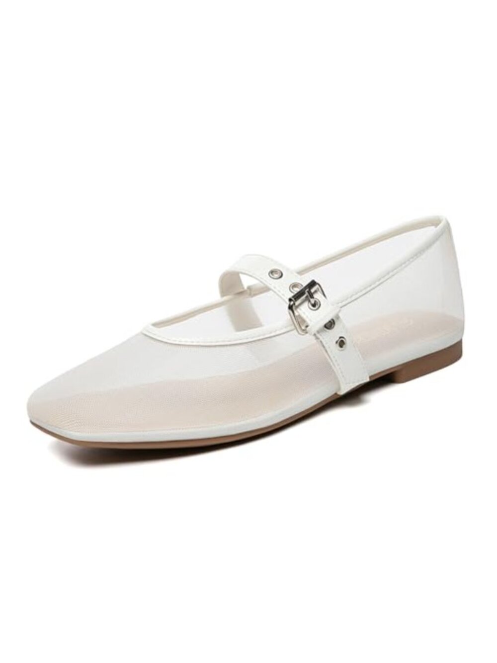 Mesh Ballet Flats Square Toe Mary Jane Comfortable Casual Ballerina Shoes